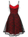 Robe de style gothique motif tête de mort rouge vin des années 1950