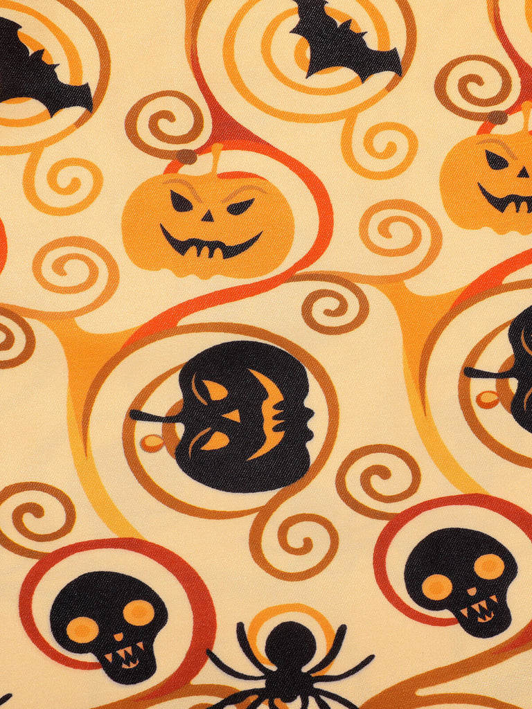 [Prévente] Robe chauve-souris citrouille d'Halloween noire et jaune des années 1950