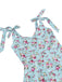 Robe trapèze florale à lacets et col en V des années 1950