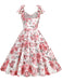 Robe trapèze florale à lacets et col en V des années 1950