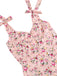 Robe trapèze florale à lacets et col en V des années 1950