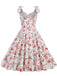 Robe trapèze florale à lacets et col en V des années 1950
