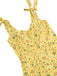 Robe trapèze florale à lacets et col en V des années 1950