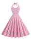 Robe rose rayée dos nu style années 50