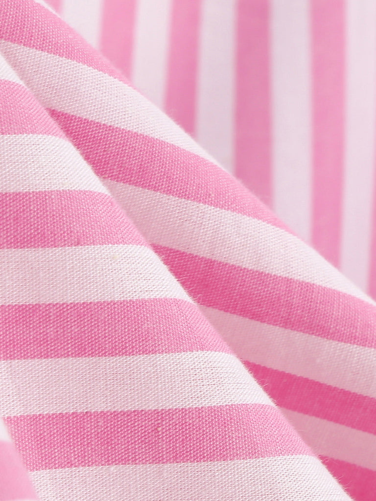 Robe rose rayée dos nu style années 50