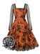 Robe à manches longues en patchwork d'Halloween des années 1950