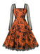 Robe à manches longues en patchwork d'Halloween des années 1950