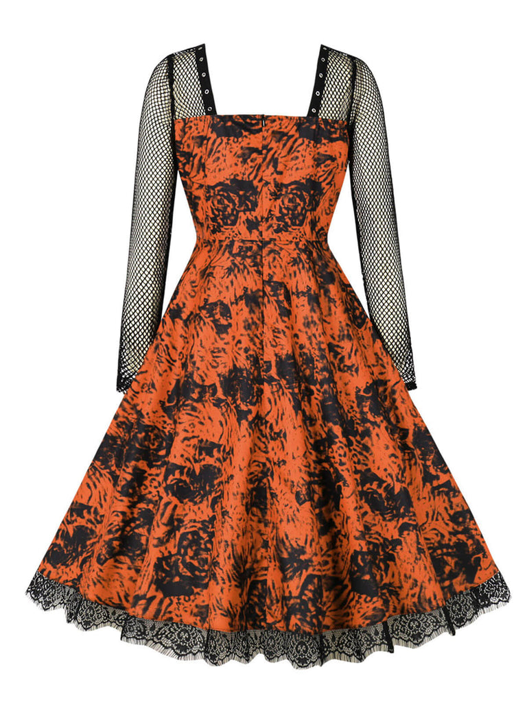 Robe à manches longues en patchwork d'Halloween des années 1950