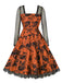 Robe à manches longues en patchwork d'Halloween des années 1950