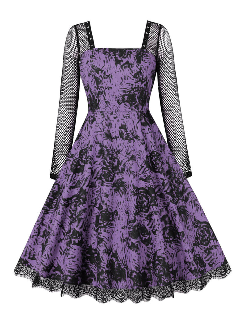 Robe à manches longues en patchwork d'Halloween des années 1950