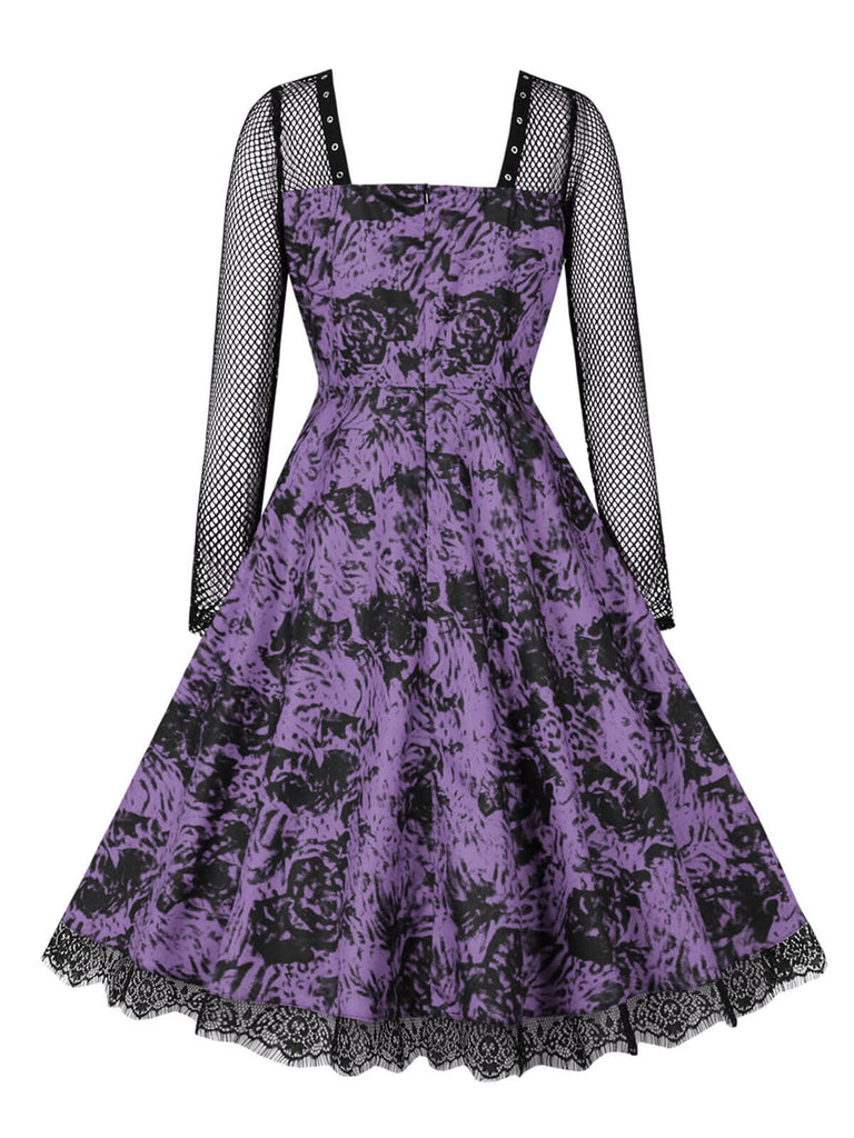 Robe à manches longues en patchwork d'Halloween des années 1950