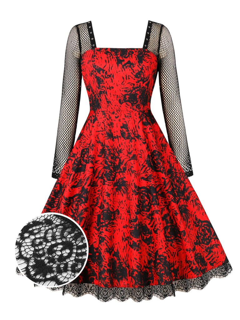 Robe à manches longues en patchwork d'Halloween des années 1950