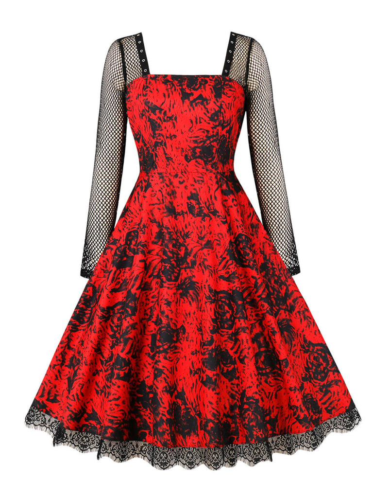 Robe à manches longues en patchwork d'Halloween des années 1950
