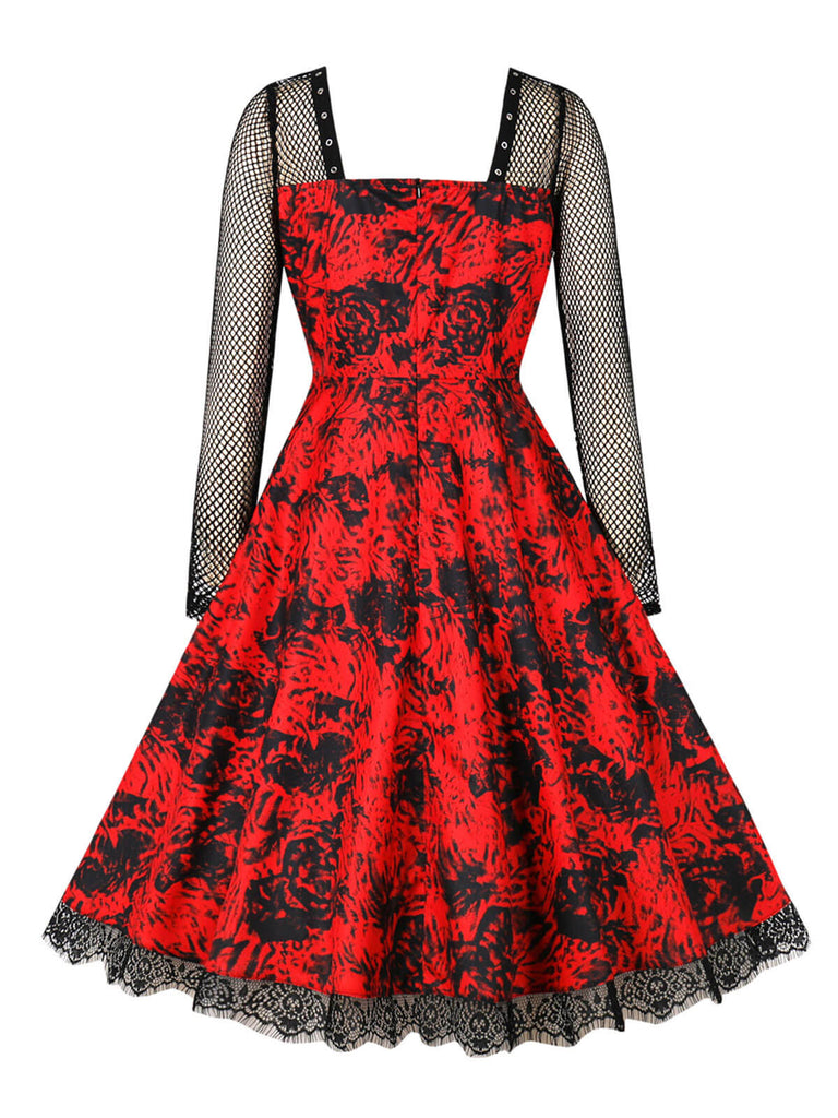 Robe à manches longues en patchwork d'Halloween des années 1950