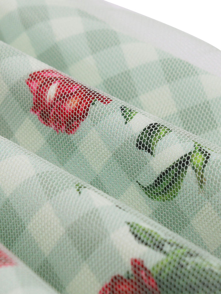 Robe patchwork en maille florale à carreaux verte des années 1950