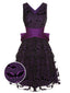 Robe à nœud de chauve-souris d’Halloween violet foncé des années 1950