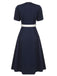 Robe col marin bleu foncé et blanc des années 1940