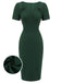 Robe crayon unie vert foncé des années 1940