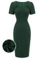 Robe crayon unie vert foncé des années 1940