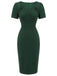 Robe crayon unie vert foncé des années 1940