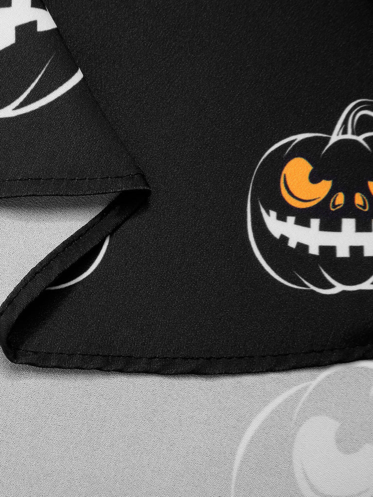 Robe noire à licou chauve-souris citrouille d'Halloween des années 1950