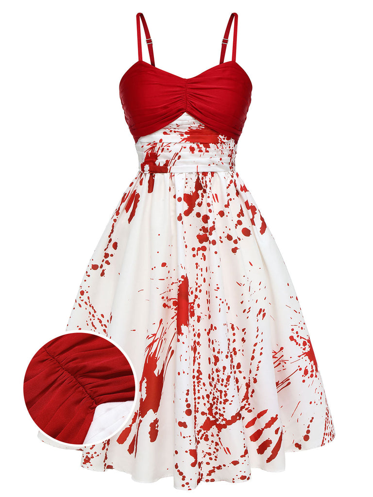 Robe de sang d'Halloween rouge et blanche des années 1950