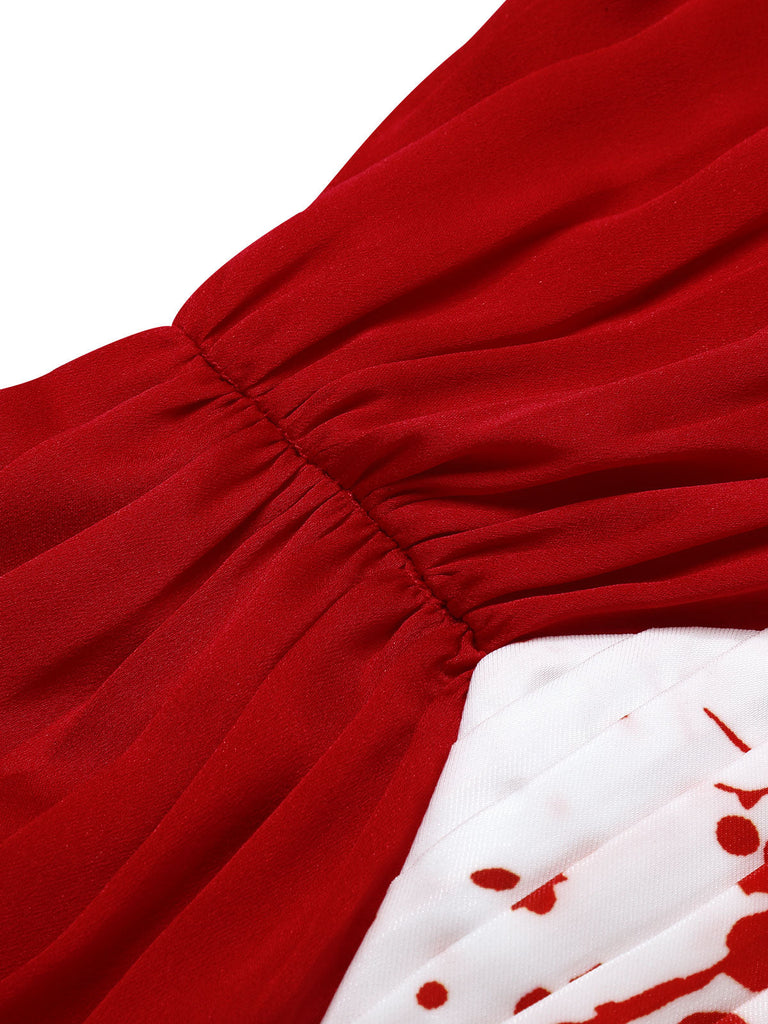 Robe de sang d'Halloween rouge et blanche des années 1950