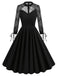 Robe noire patchwork brodée de dentelle d'Halloween