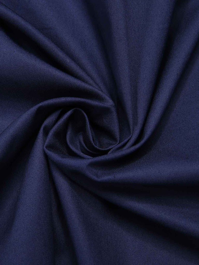 Robe patchwork à revers bleu foncé des années 1950