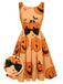 Robe sans manches Halloween orange des années 1950