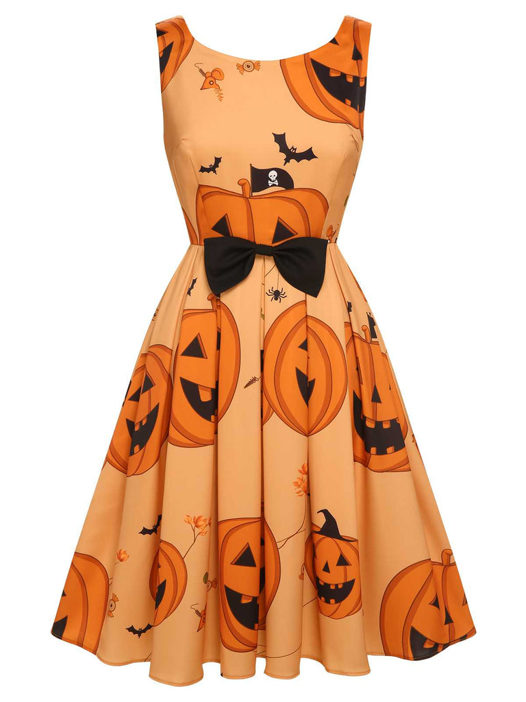 [Prévente] Robe sans manches Halloween orange des années 1950