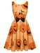 Robe sans manches Halloween orange des années 1950