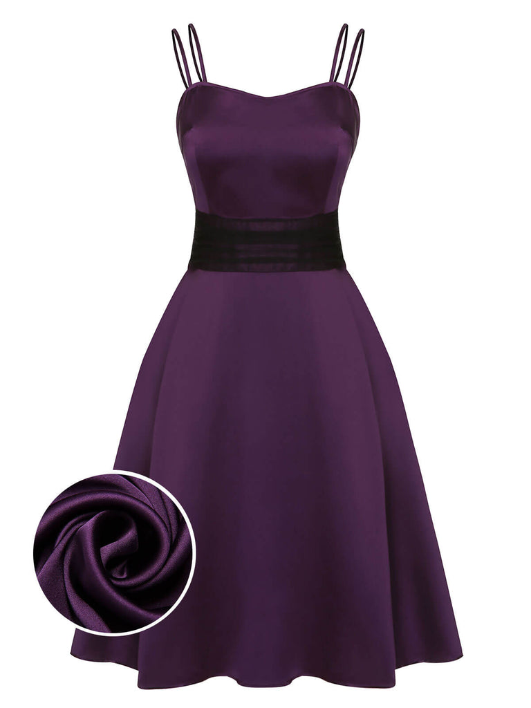 [Prévente] Robe à bretelles solides d'Halloween violet foncé des années 1950