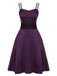 [Prévente] Robe à bretelles solides d'Halloween violet foncé des années 1950