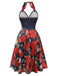 [Prévente] Robe trapèze noire à col licou et squelette rose des années 1950