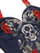 [Prévente] Robe trapèze noire à col licou et squelette rose des années 1950