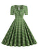 Robe évasée à carreaux vichy des années 1950 à encolure carrée