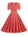 Robe évasée à carreaux vichy des années 1950 à encolure carrée