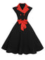 Robe trapèze noire à pois d'Halloween des années 1950