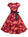 Robe rouge à motif d'Halloween des années 1950 avec ruban
