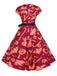Robe rouge à motif d'Halloween des années 1950 avec ruban