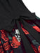 [Prévente] Robe noire sans manches rose tête de mort d'Halloween des années 1950