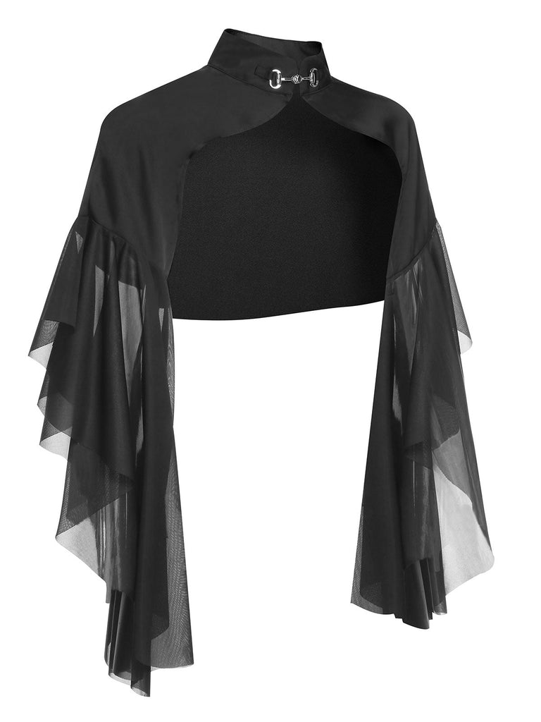[Prévente] Manteau transparent patchwork Halloween noir des années 1930