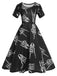 Robe noire à manches courtes avec mains de squelette d'Halloween