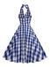 Robe trapèze ceinturée à carreaux des années 1950