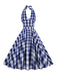 Robe trapèze ceinturée à carreaux des années 1950