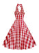 Robe trapèze ceinturée à carreaux des années 1950