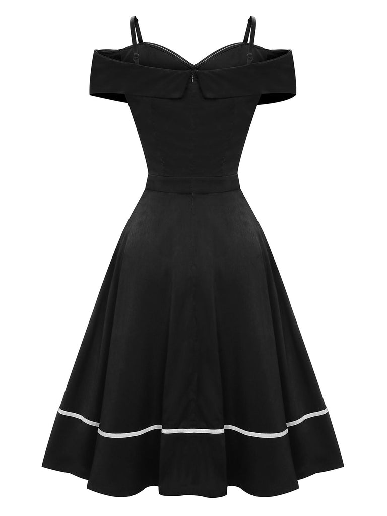 [Prévente] Robe noire à épaules dénudées pour Halloween des années 1950