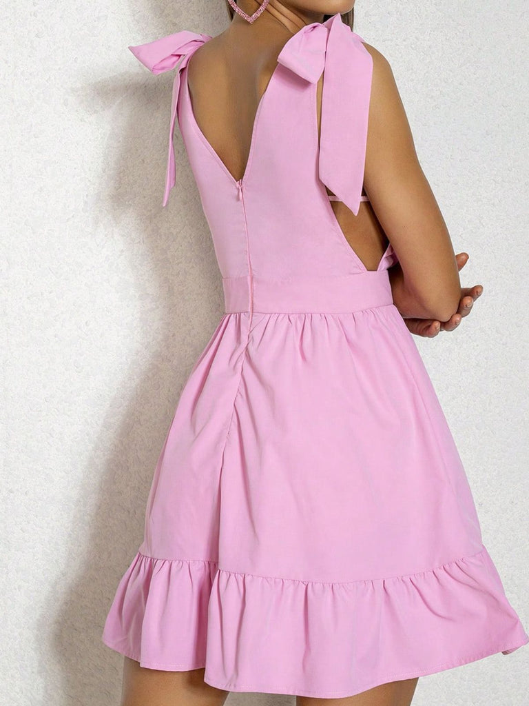 Robe à encolure en V profonde avec nœud à l'épaule des années 1960