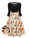 [Prévente] Robe patchwork tricotée chat Halloween des années 1950